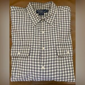 Polo Ralph Lauren Vintage BENFORD Check Print Patch Pocket Cotton Shirt Size XL